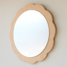 Load image into Gallery viewer, wooden scalloped edge round nursery mirror