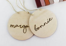 Load image into Gallery viewer, Small Round Wood Baby Name Sign