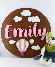 Load image into Gallery viewer, Hot Air Balloon Round Name Sign