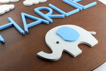 Load image into Gallery viewer, Elephant Round Nursery Name Sign