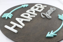 Load image into Gallery viewer, Boho Arrow Round Wood Name Sign