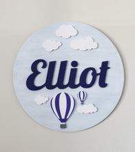 Load image into Gallery viewer, Hot Air Balloon Round Name Sign