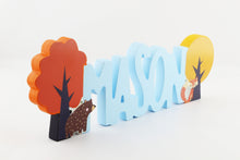 Load image into Gallery viewer, Freestanding Woodland Theme 3D Kids Name Sign