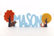 Load image into Gallery viewer, Freestanding Woodland Theme 3D Kids Name Sign