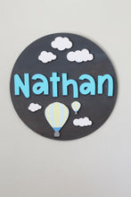 Load image into Gallery viewer, Hot Air Balloon Round Name Sign