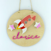Load image into Gallery viewer, Outer Space Round Name Sign