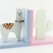 Load image into Gallery viewer, Cute llama & Cactus kids bookends