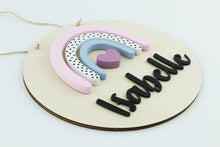 Load image into Gallery viewer, Rainbow Heart Round Name Sign