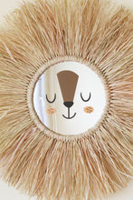 Load image into Gallery viewer, Raffia Lion Head Mirror Wall Decor