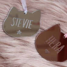 Load image into Gallery viewer, Personalised cat shaped Christmas Tree Decoration for Pets