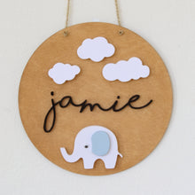Load image into Gallery viewer, CUTE ELEPHANT ROUND NURSERY NAME SIGN
