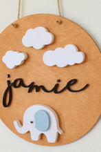 Load image into Gallery viewer, Custom Elephant Round Name Sign