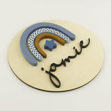 Load image into Gallery viewer, boho rainbow nursery name sign