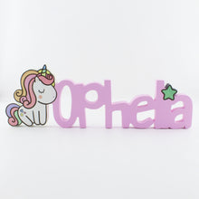 Load image into Gallery viewer, Freestanding Kids 3D Unicorn Name Sign