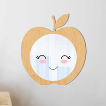 Load image into Gallery viewer, Wooden cute apple kids mirror wall decor