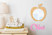 Load image into Gallery viewer, Wooden Apple Shaped Kids Mirror