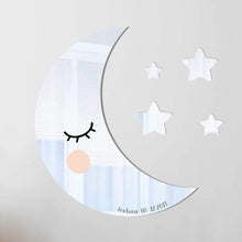 Load image into Gallery viewer, personalised moon shaped child safe mirror