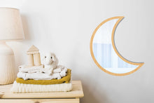 Load image into Gallery viewer, Wooden Crescent Moon Mirror
