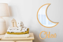 Load image into Gallery viewer, Wooden Crescent Moon Mirror