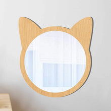 Load image into Gallery viewer, Wooden Cat Head Kids Mirror