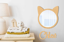 Load image into Gallery viewer, Cat Shaped Wooden Kids Mirror
