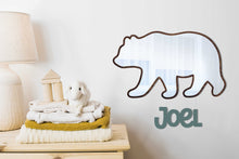 Load image into Gallery viewer, Wooden Grizzly Bear Shaped Kids Wall Mirror