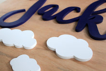 Load image into Gallery viewer, Round Wooden Name Sign With Clouds