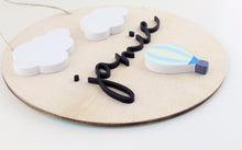 Load image into Gallery viewer, Balloon & Cloud Round Wood Name Sign
