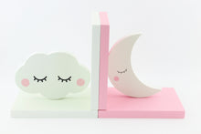 Load image into Gallery viewer, Sleepy Crescent Moon Nursery Bookends