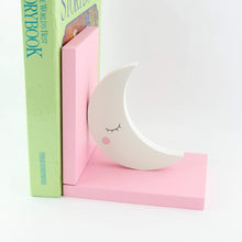 Load image into Gallery viewer, Sleepy crescent moon nursery bookends