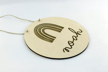 Load image into Gallery viewer, Rainbow Engraved Round Wood Name Sign