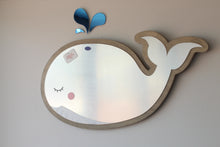 Load image into Gallery viewer, wooden whale mirror wall decor
