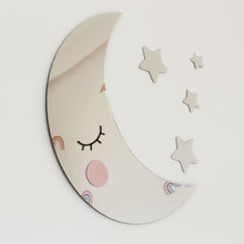 Load image into Gallery viewer, Crescent moon &amp; stars Mirror Nursery wall decor
