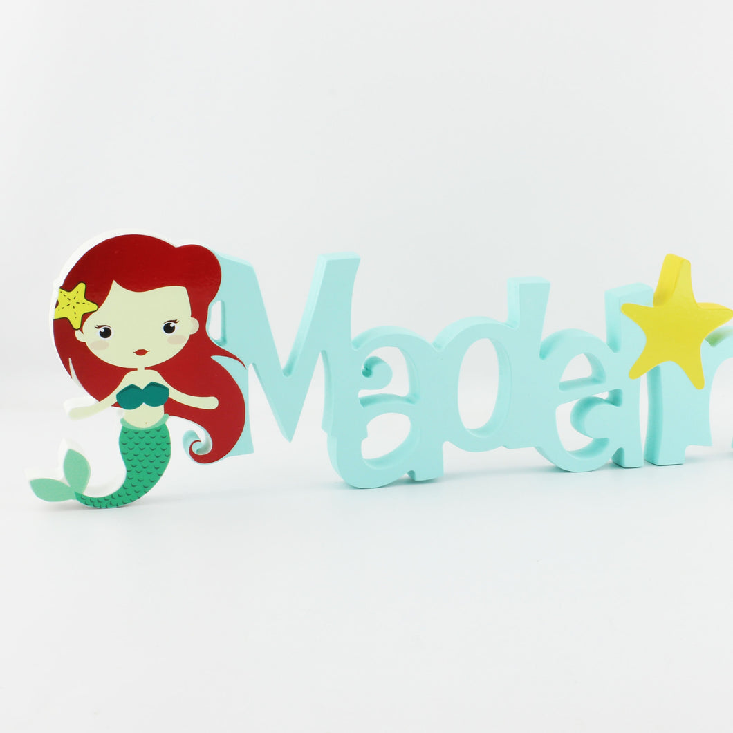 Freestanding Kids 3D Mermaid Name Sign