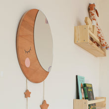 Load image into Gallery viewer, Sleepy Crescent Moon kids Mirror wall decor
