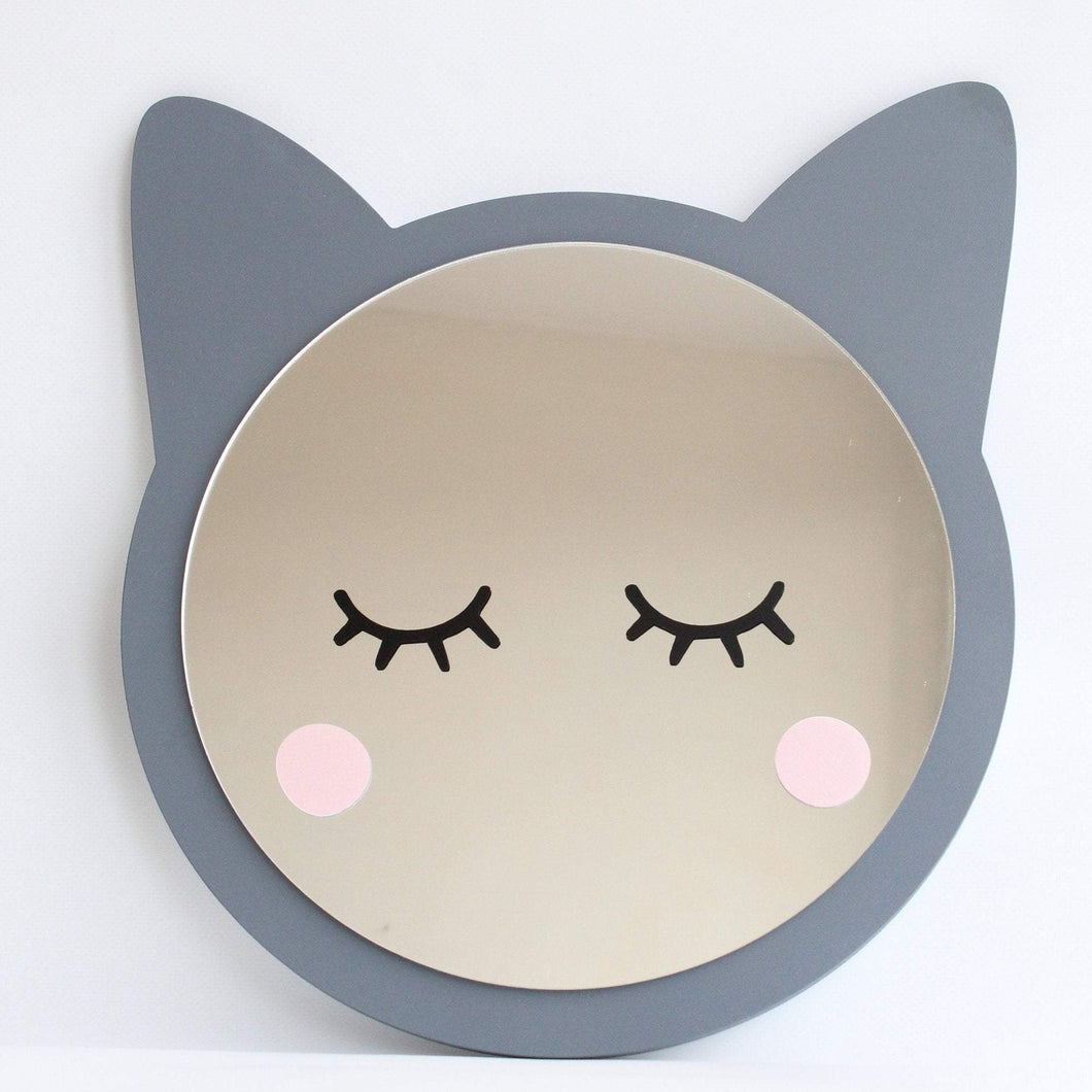 cat head kids shatterproof mirror decor