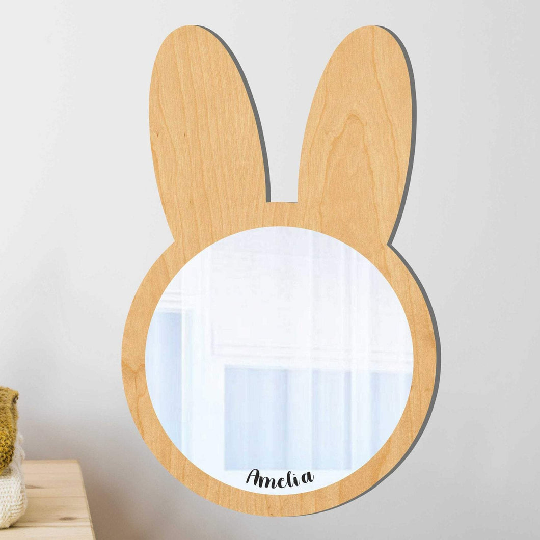 wooden personalised bunny mirror