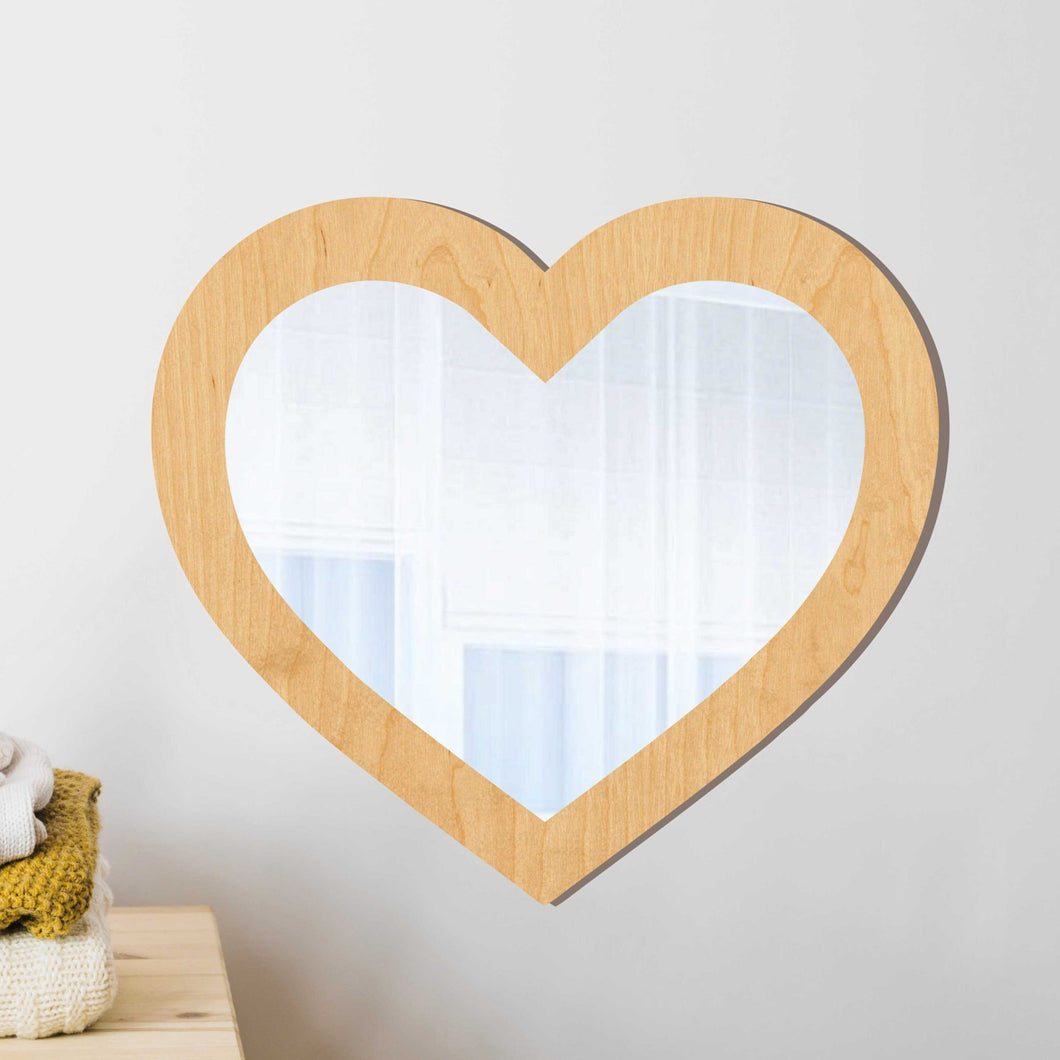 Heart Shaped wood Mirror for Kids