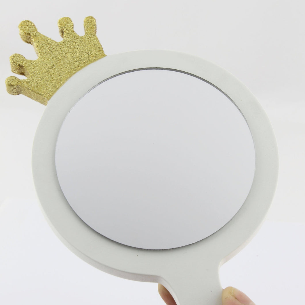 Princess crown handheld kids mirror