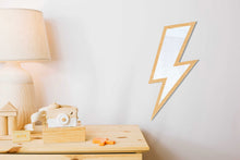 Load image into Gallery viewer, Lightning Thunder Bolt Shaped Wooden Kids Mirror
