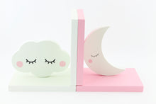 Load image into Gallery viewer, Sleepy Crescent Moon Nursery Bookends
