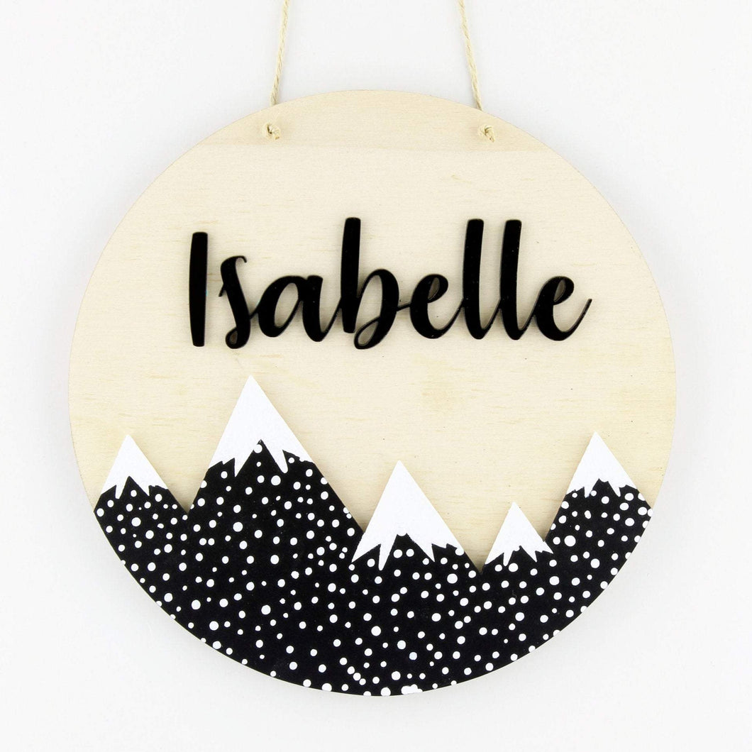 kids round boho wood name sign