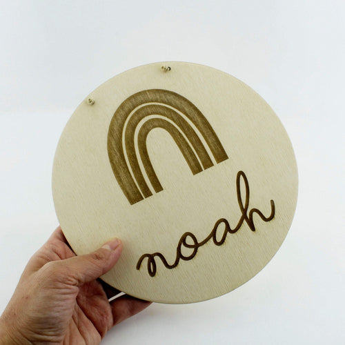 round wood baby name sign