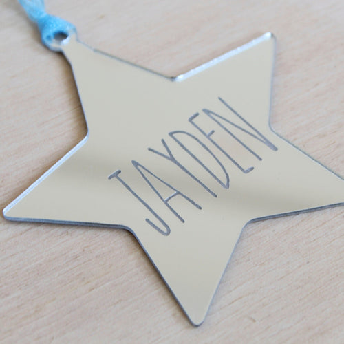 star shaped personalized christmas tree ornament
