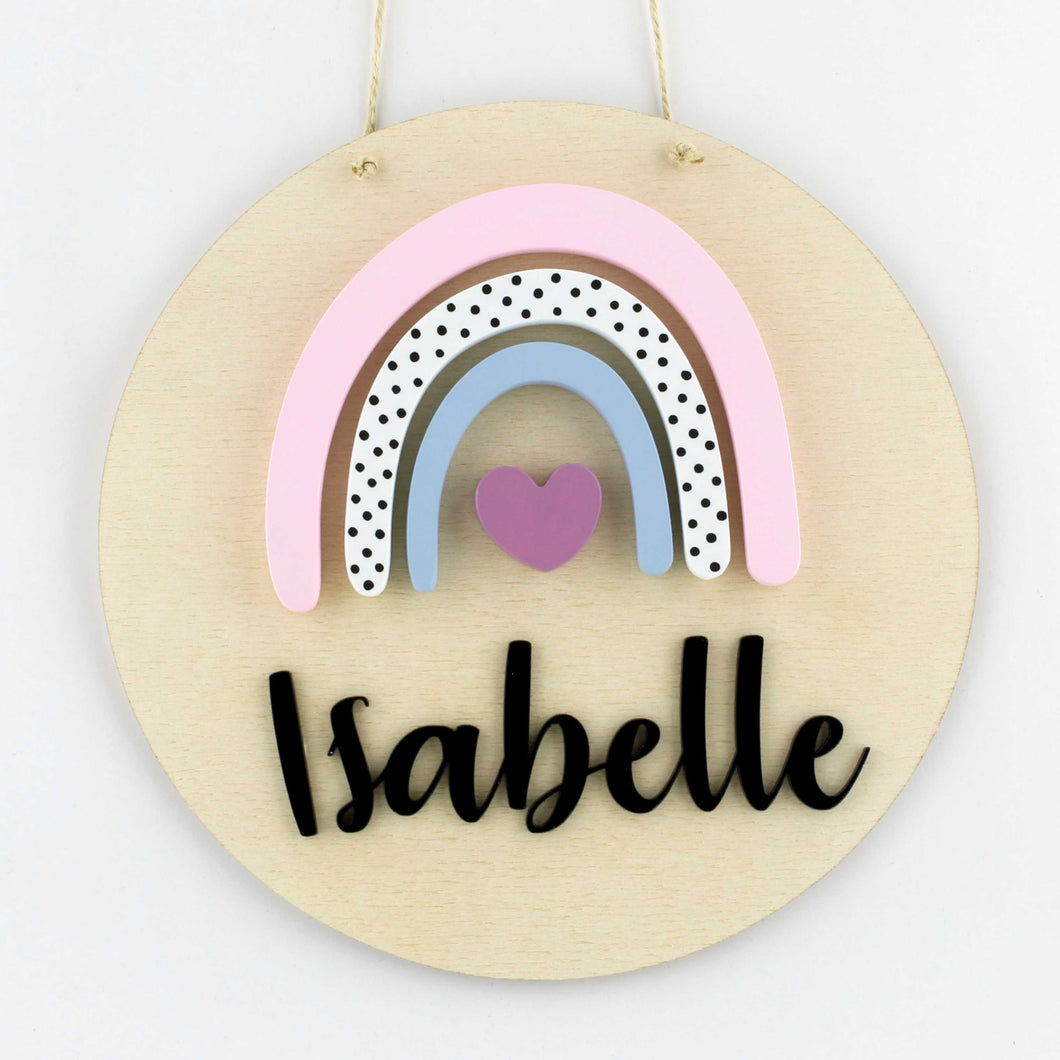 rainbow wooden name sign