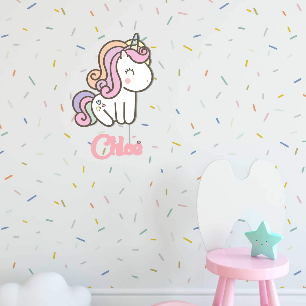 unicorn kids name door sign